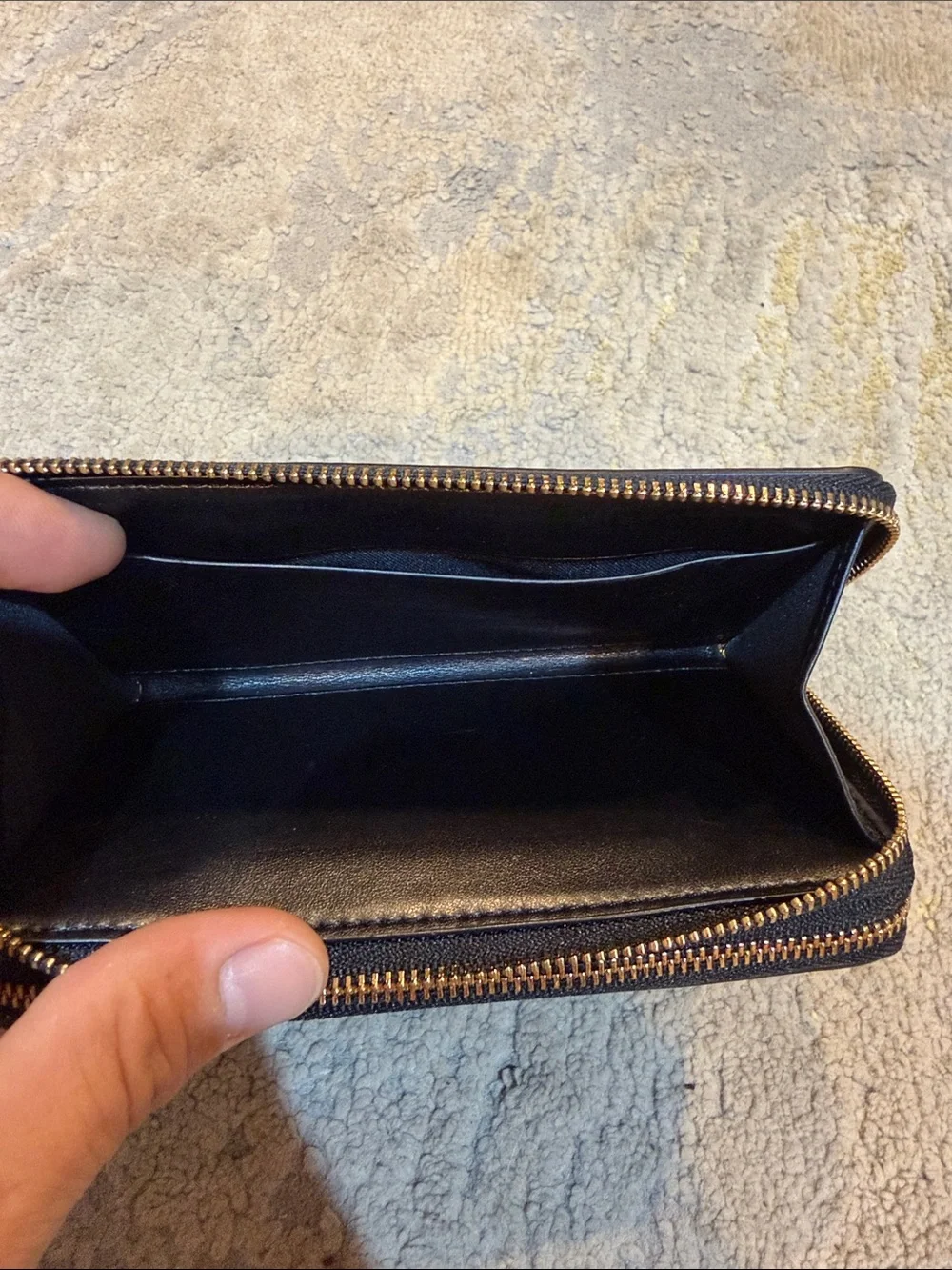 COACH Double Zip Coin Case in Signature gold accents